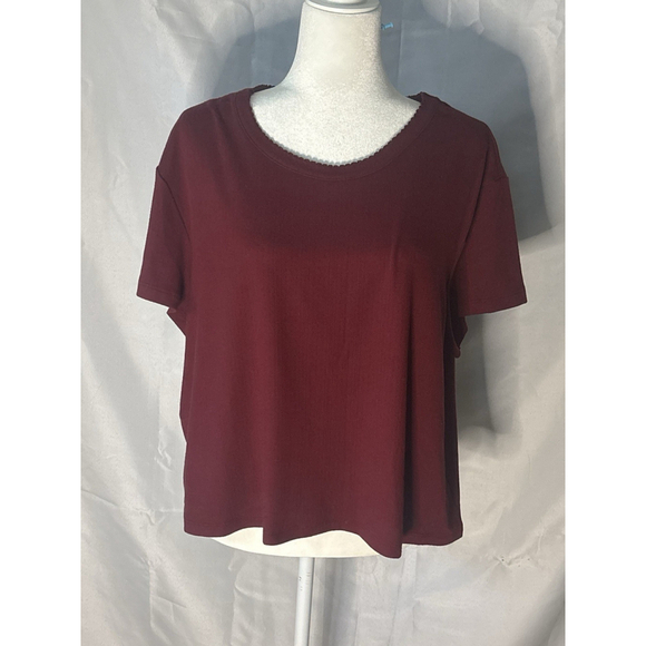 Auden Other - Auden Women’s XL Burgundy Pointelle Knit Pajama Short Sleeve Sleep Shirt Soft